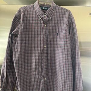 Ralph Lauren Men’s Button-Down Checked Shirt — Blue & Red